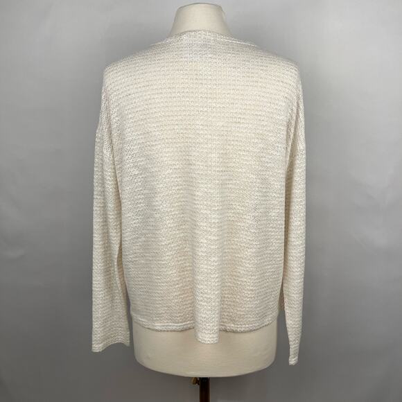SADIE & SAGE | Cream Oversized Knit V-Neck Lightweight Sweater | Women's Small - Picture 3 of 8
